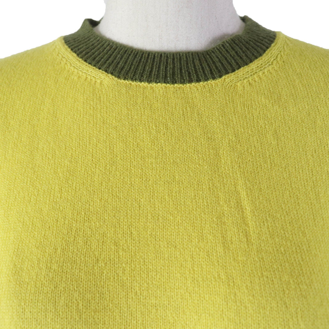 MONCLER Short sleeve knit Main: 100% cashmere Yellow khaki MAGLIA Women M Used Authentic