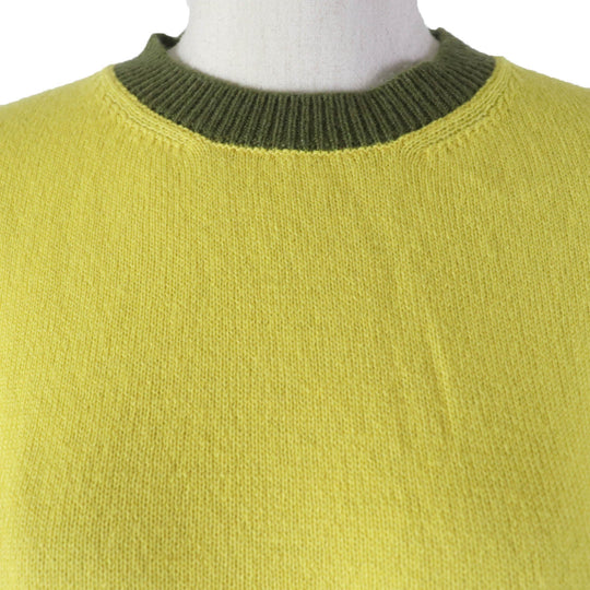 MONCLER Short sleeve knit Main: 100% cashmere Yellow khaki MAGLIA Women M Used Authentic