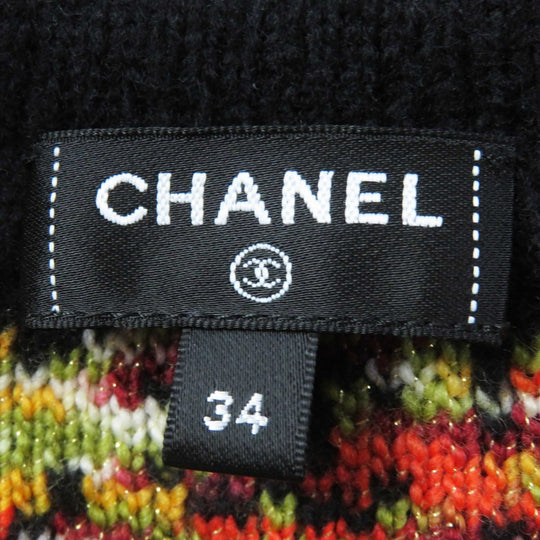 CHANEL one piece 23A P75387 Outer material: 75% wool, Outer material: 13% silk, Outer material: 9% cashmere, Outer material: 2% polyester, Outer material: 1% cotton Black multicolor Women 34 Used Authentic