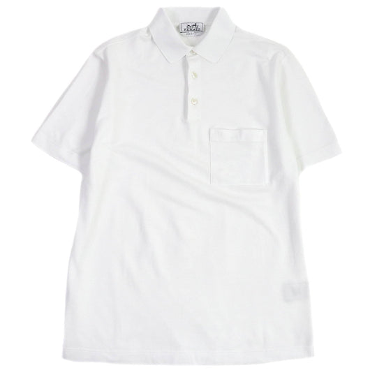 HERMES Short sleeve polo shirt Main: 100% cotton white mens S Used Authentic