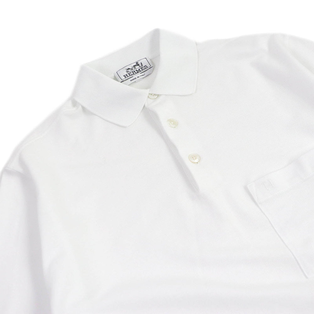 HERMES Short sleeve polo shirt Main: 100% cotton white mens S Used Authentic