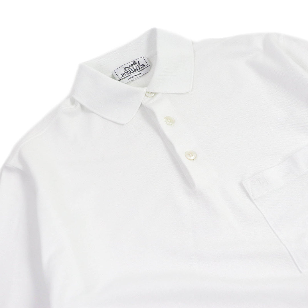 HERMES Short sleeve polo shirt Main: 100% cotton white mens S Used Authentic