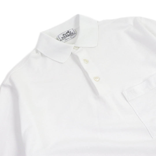 HERMES Short sleeve polo shirt Main: 100% cotton white mens S Used Authentic
