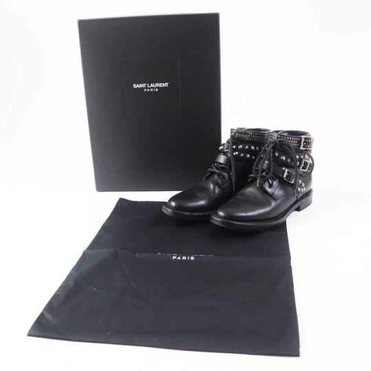 SAINT LAURENT short boots 353878 Main: Leather, Part: Studs black Women 37 Used Authentic
