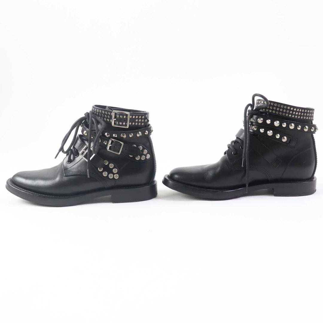 SAINT LAURENT short boots 353878 Main: Leather, Part: Studs black Women 37 Used Authentic