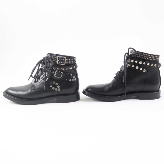SAINT LAURENT short boots 353878 Main: Leather, Part: Studs black Women 37 Used Authentic