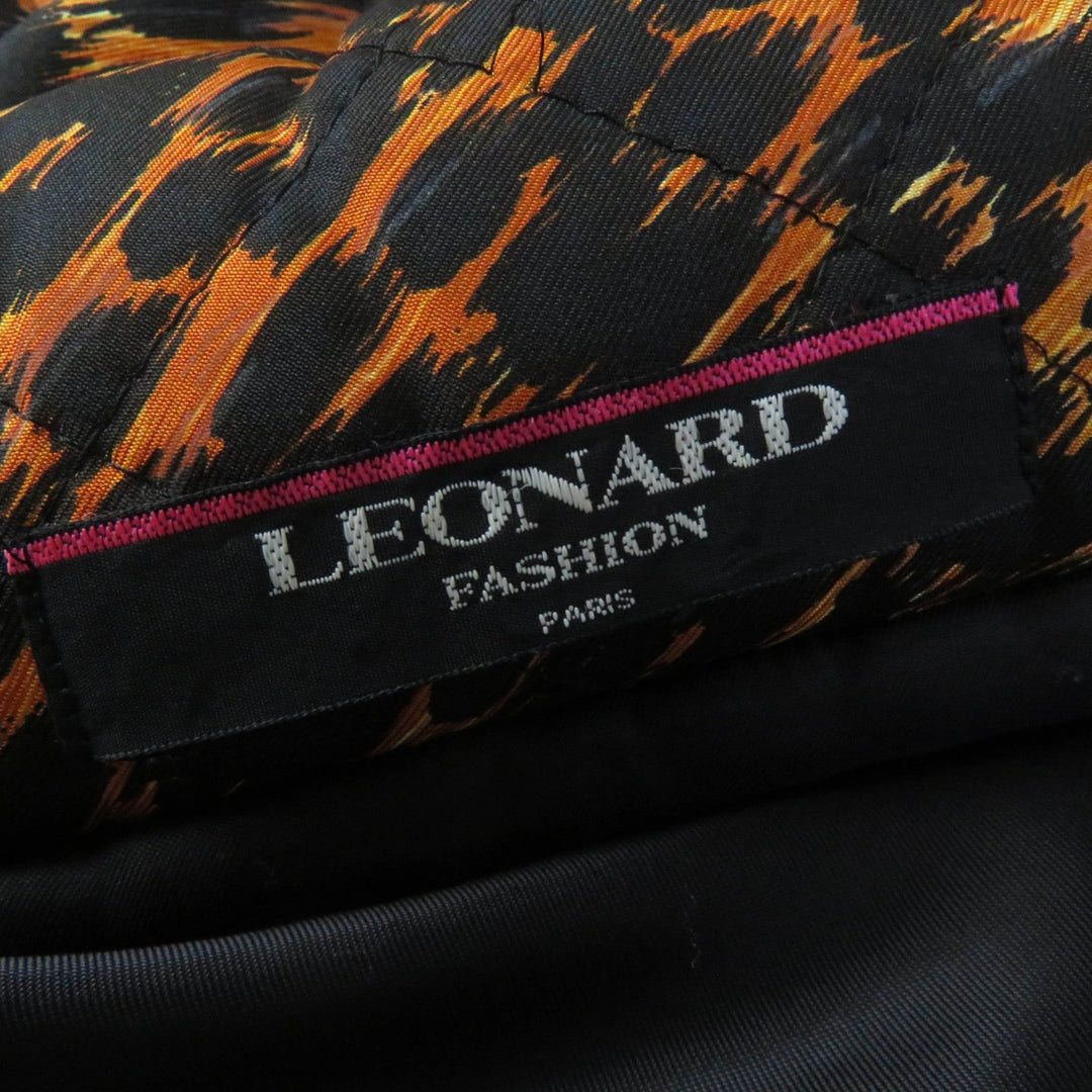 LEONARD FASHION coat 0328452 Main: 100% silk, Lining: 100% cupra, Filling: 100% polyester Brown black Women 9AR Used Authentic