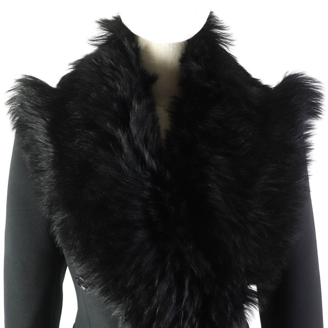 BOTTEGAVENETA coat 677498 Main: 63% acrylic, Main: 20% wool, Main: 16% polyester, Main: 1% polyurethane, Lining: 100% rayon, Collar: 98% wool, 2% polyurethane black Women 34 Used Authentic