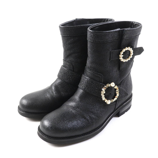 JIMMY CHOO short boots J00010870435 Main: Leather black MERRIL FAT Women 35 Used Authentic