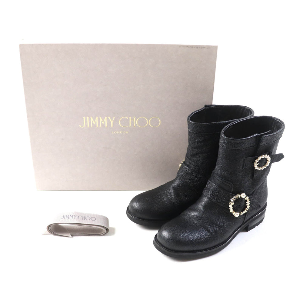 JIMMY CHOO short boots J00010870435 Main: Leather black MERRIL FAT Women 35 Used Authentic