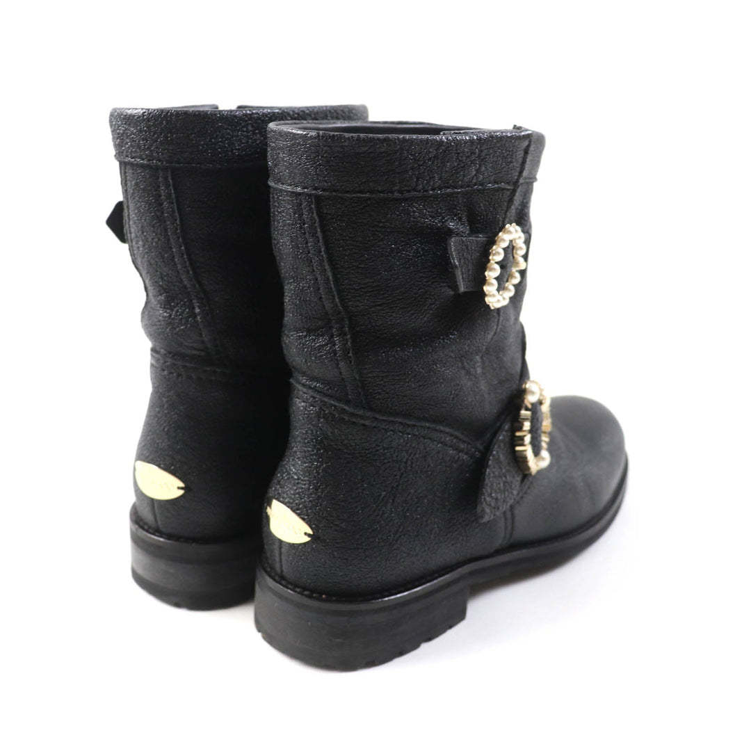 JIMMY CHOO short boots J00010870435 Main: Leather black MERRIL FAT Women 35 Used Authentic