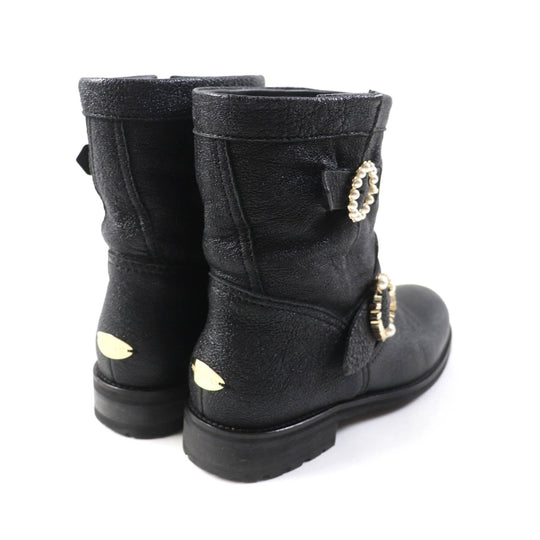 JIMMY CHOO short boots J00010870435 Main: Leather black MERRIL FAT Women 35 Used Authentic