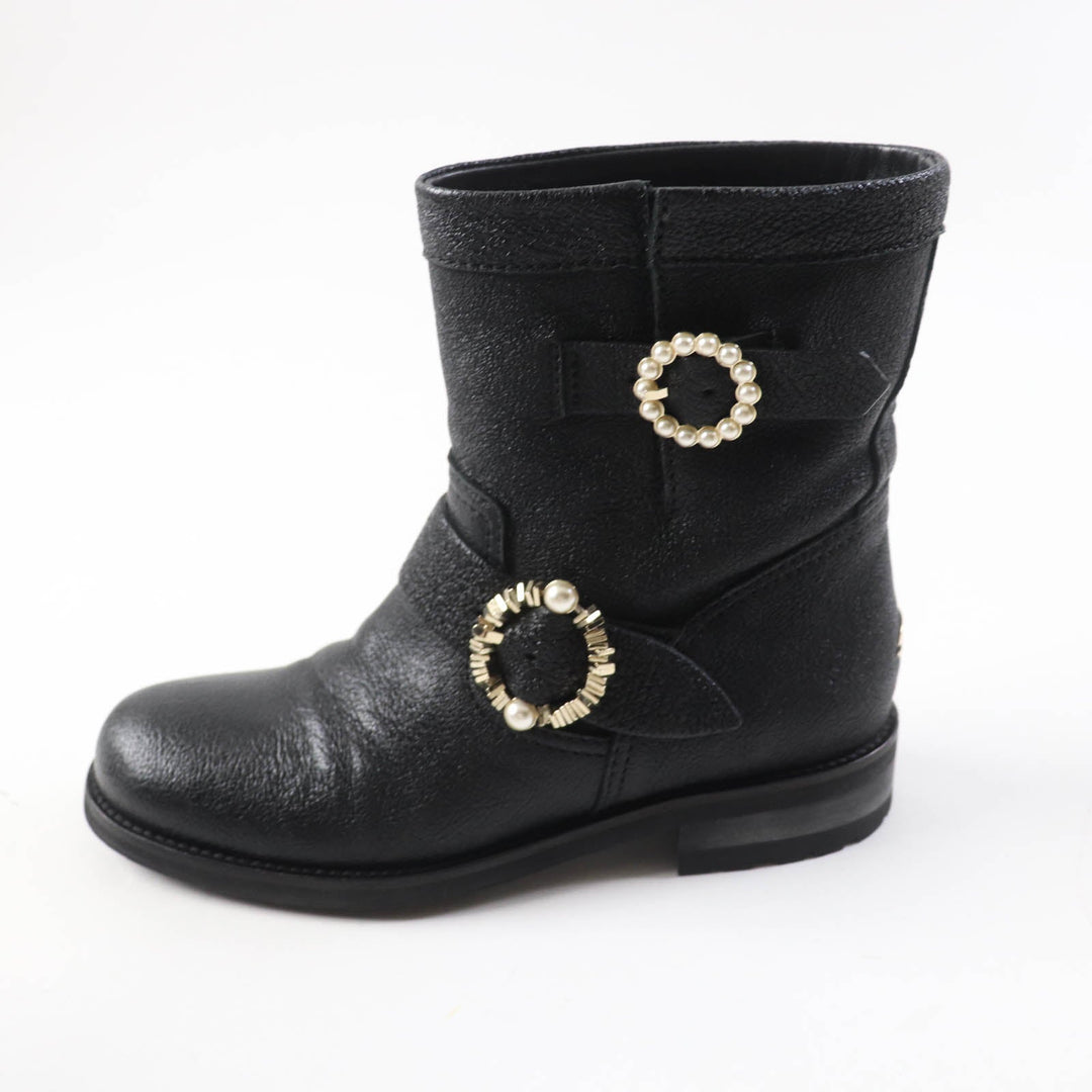 JIMMY CHOO short boots J00010870435 Main: Leather black MERRIL FAT Women 35 Used Authentic