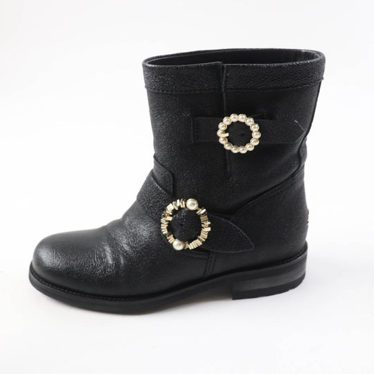 JIMMY CHOO short boots J00010870435 Main: Leather black MERRIL FAT Women 35 Used Authentic