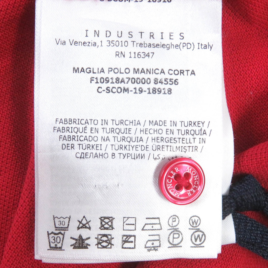 MONCLER Short sleeve polo shirt Main: 100% cotton Red MAGLIA POLO MANICA CORTA mens L Used Authentic
