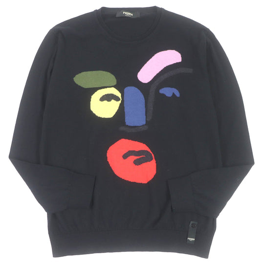 FENDI knit FZZ284 Main: 85% cotton, Main: 15% cashmere black mens 46 Used Authentic