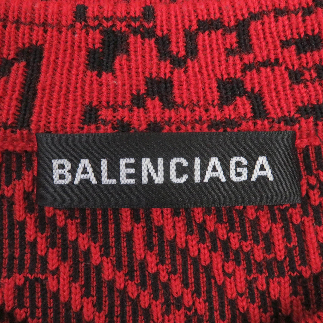 BALENCIAGA sweater 583085 Main: 67% wool, 32% nylon, 1% polyurethane Red Slogan Jacquard Oversized mens XS Used Authentic