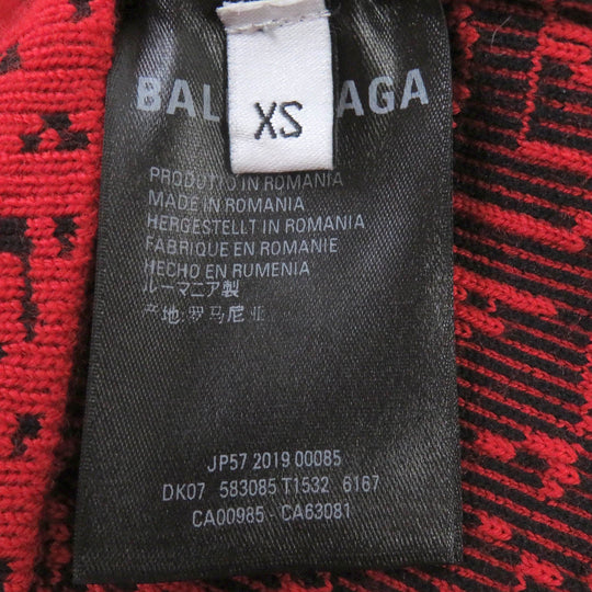 BALENCIAGA sweater 583085 Main: 67% wool, 32% nylon, 1% polyurethane Red Slogan Jacquard Oversized mens XS Used Authentic