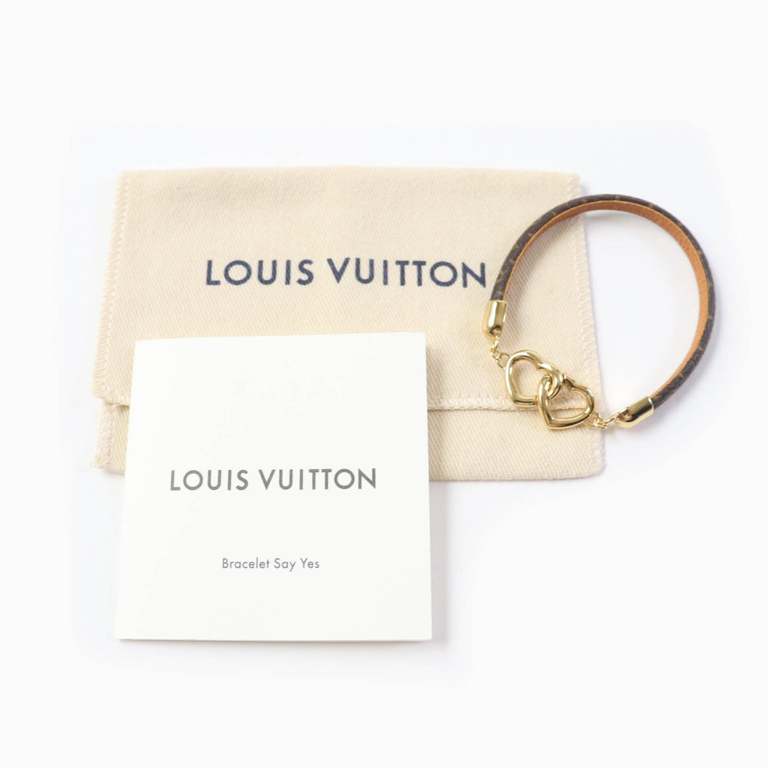 LOUIS VUITTON bracelet M6758 Main: Leather Brown Bracelet Say Yes Women 19 Used Authentic