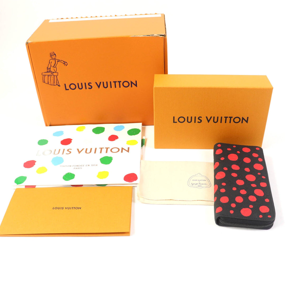 LOUIS VUITTON Long Wallet Purse M81904 Main: Taurillon Clemence Monogram Black red Women Used Authentic
