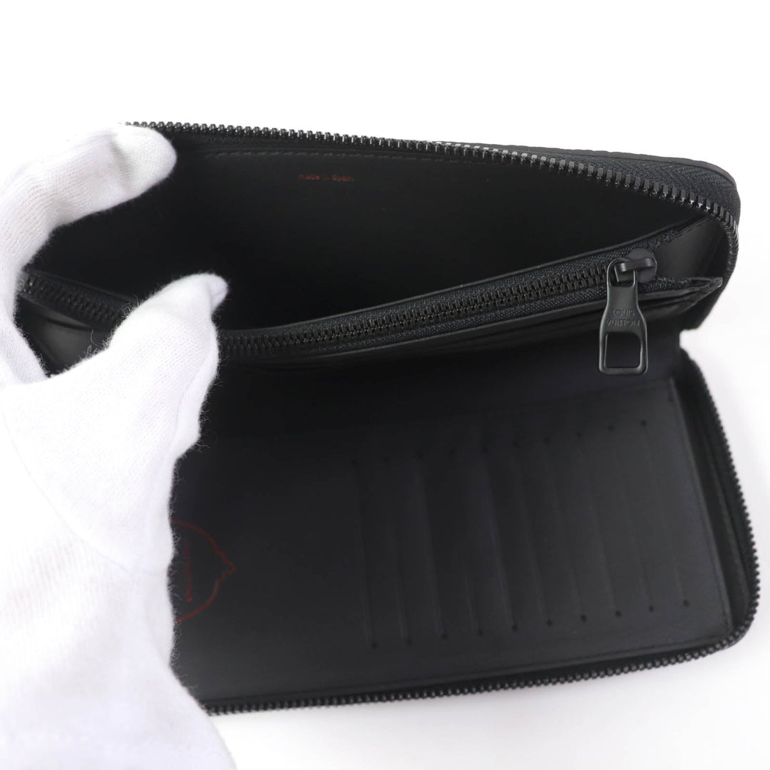 LOUIS VUITTON Long Wallet Purse M81904 Main: Taurillon Clemence Monogram Black red Women Used Authentic