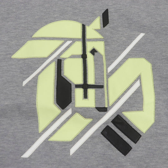 HERMES sweat Main: 100% cotton, Part: 90% cotton, Part: 10% elastane (polyurethane), Decoration: lambskin gray Chevaux en symmetry mens L Used Authentic