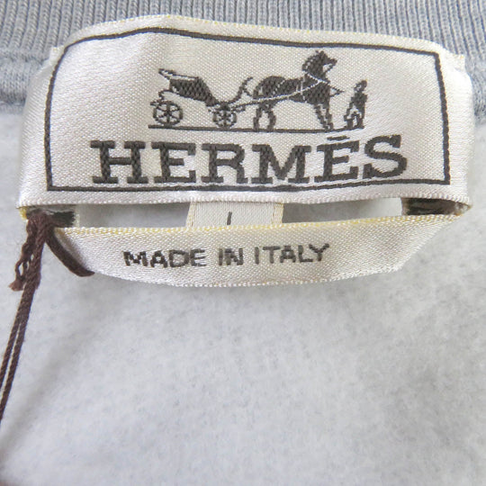 HERMES sweat Main: 100% cotton, Part: 90% cotton, Part: 10% elastane (polyurethane), Decoration: lambskin gray Chevaux en symmetry mens L Used Authentic