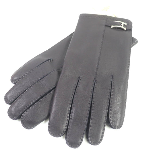 HERMES gloves Main: Lamb leather, Lining: 100% silk Dark brown mens 8 Used Authentic