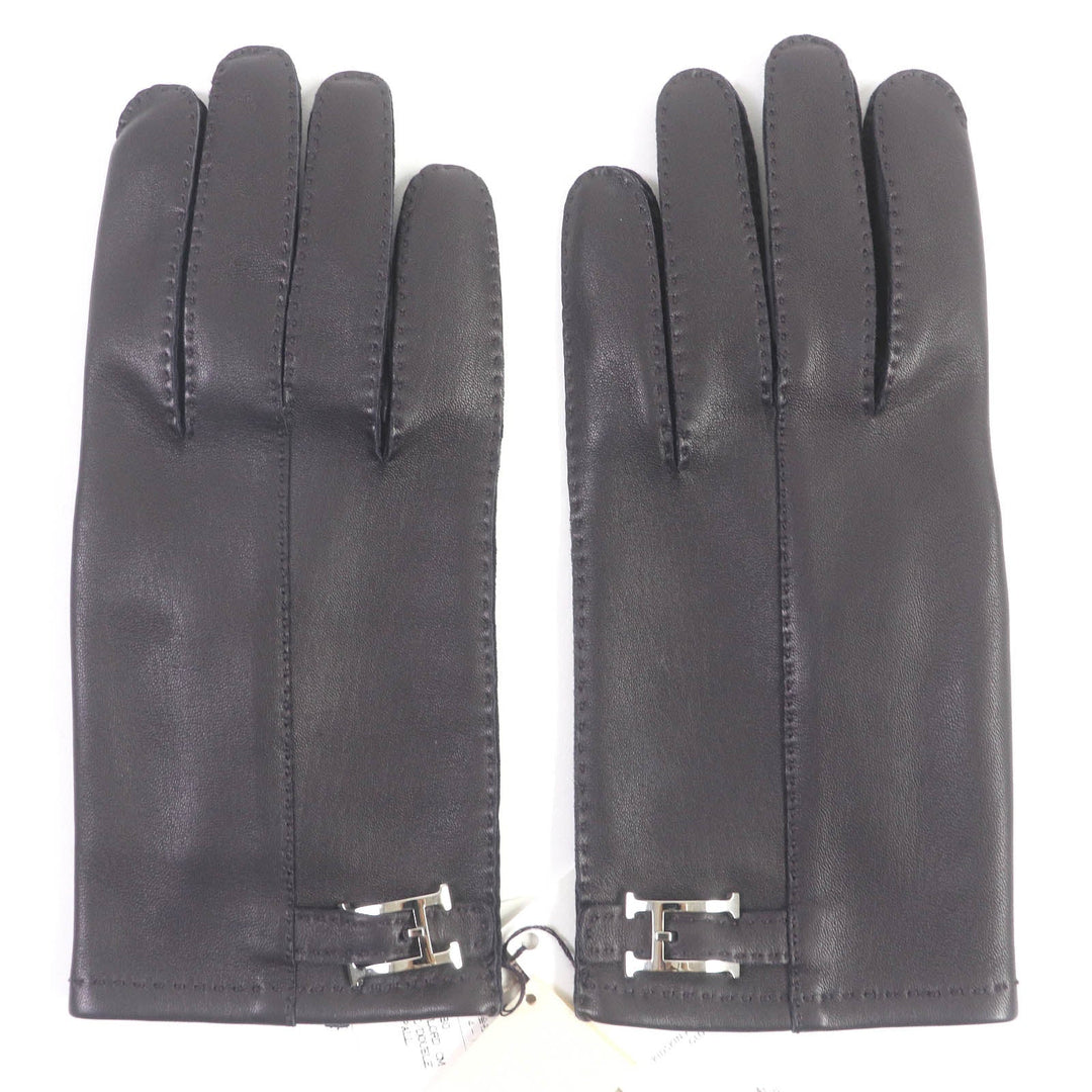 HERMES gloves Main: Lamb leather, Lining: 100% silk Dark brown mens 8 Used Authentic