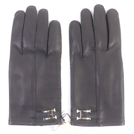 HERMES gloves Main: Lamb leather, Lining: 100% silk Dark brown mens 8 Used Authentic