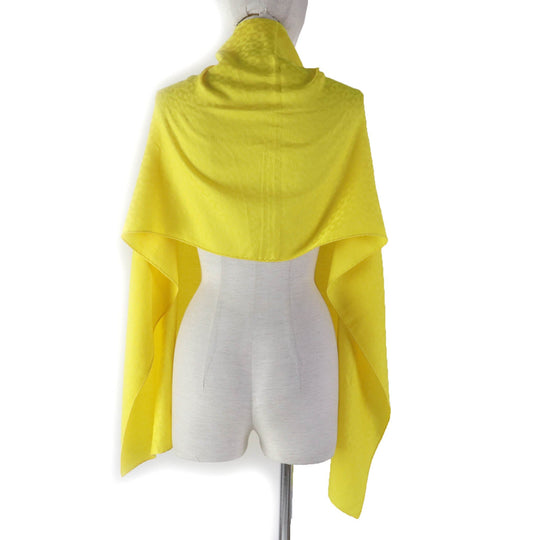 HERMES shawl Main: 70% cashmere, Main: 30% silk yellow mens Used Authentic