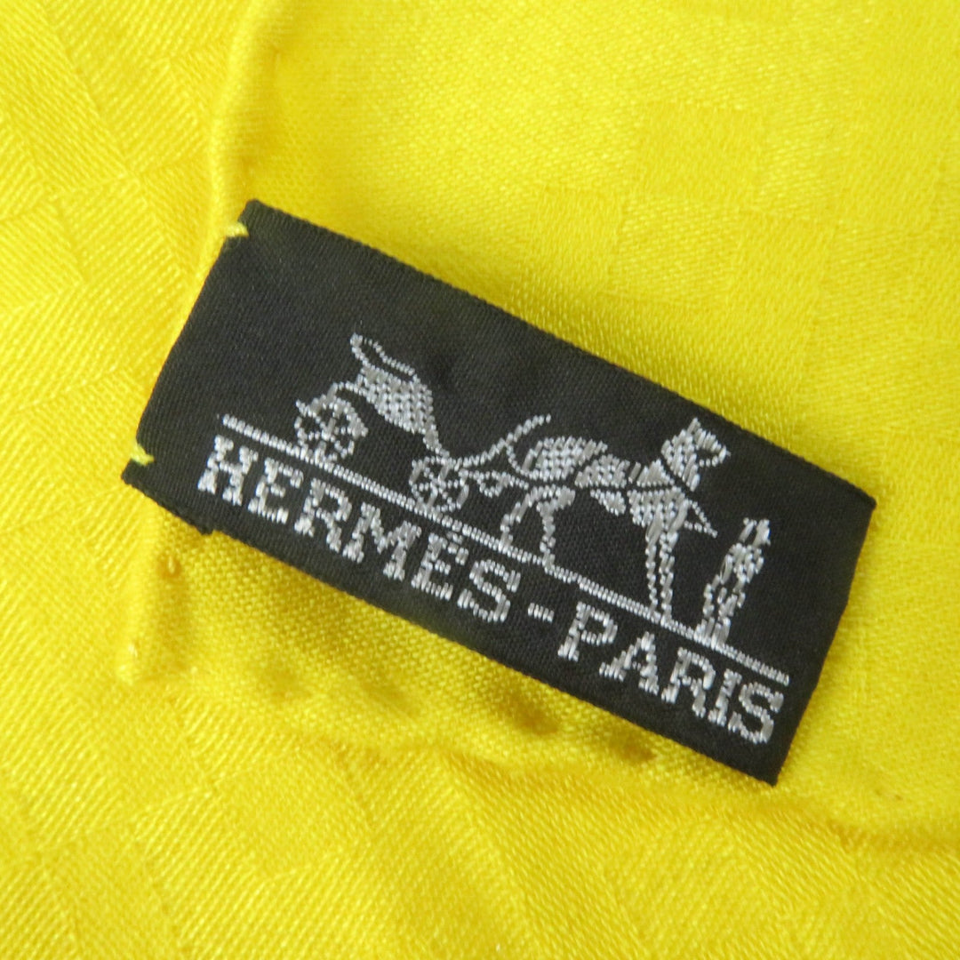 HERMES shawl Main: 70% cashmere, Main: 30% silk yellow mens Used Authentic