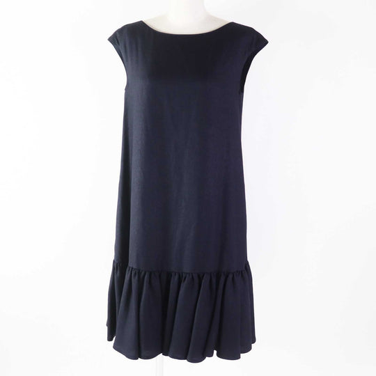 FOXEY NEW YORK one piece 42273 Outer: 63% triacetate, Outer: 37% polyester, Lining: 100% polyester, Part: 100% polyester Midnight blue Linen Dahlia Women 38 Used Authentic