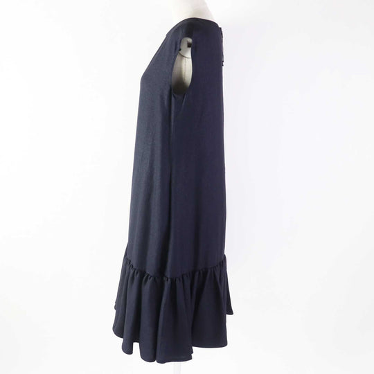 FOXEY NEW YORK one piece 42273 Outer: 63% triacetate, Outer: 37% polyester, Lining: 100% polyester, Part: 100% polyester Midnight blue Linen Dahlia Women 38 Used Authentic