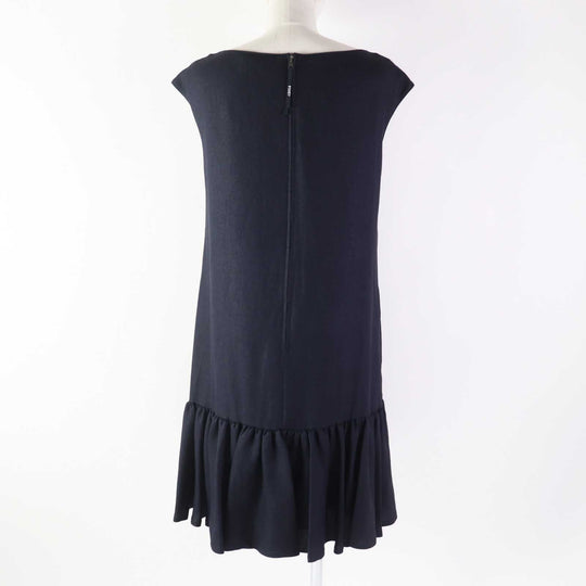 FOXEY NEW YORK one piece 42273 Outer: 63% triacetate, Outer: 37% polyester, Lining: 100% polyester, Part: 100% polyester Midnight blue Linen Dahlia Women 38 Used Authentic