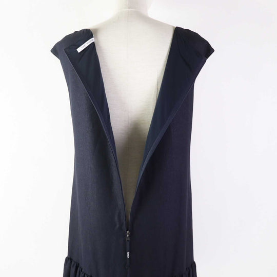 FOXEY NEW YORK one piece 42273 Outer: 63% triacetate, Outer: 37% polyester, Lining: 100% polyester, Part: 100% polyester Midnight blue Linen Dahlia Women 38 Used Authentic