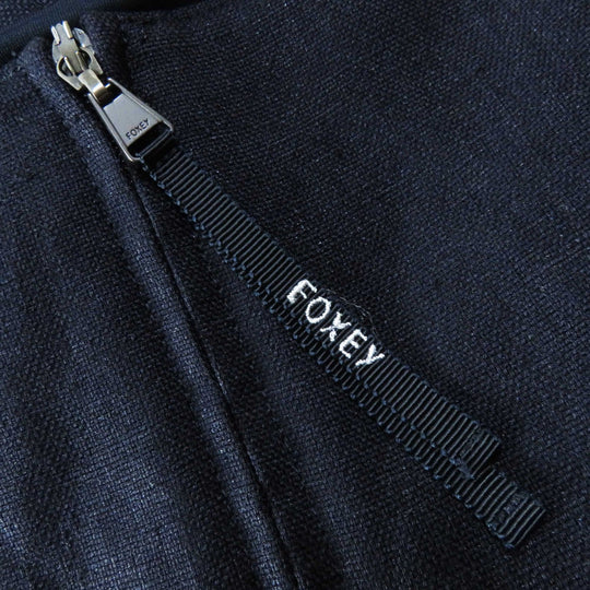 FOXEY NEW YORK one piece 42273 Outer: 63% triacetate, Outer: 37% polyester, Lining: 100% polyester, Part: 100% polyester Midnight blue Linen Dahlia Women 38 Used Authentic