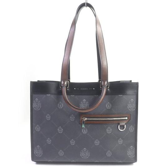 Berluti Tote Bag Leather, canvas black Ulysse mens Used Authentic