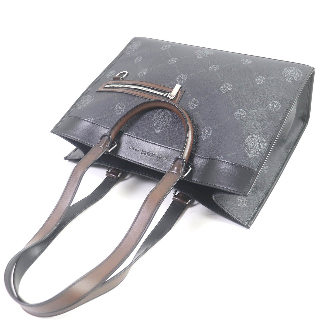Berluti Tote Bag Leather, canvas black Ulysse mens Used Authentic