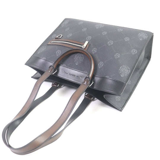 Berluti Tote Bag Leather, canvas black Ulysse mens Used Authentic
