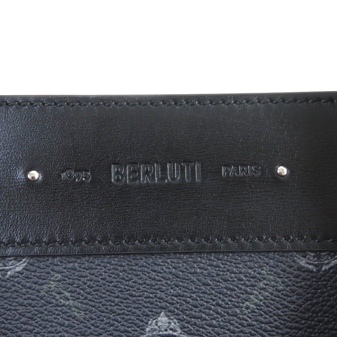 Berluti Tote Bag Leather, canvas black Ulysse mens Used Authentic