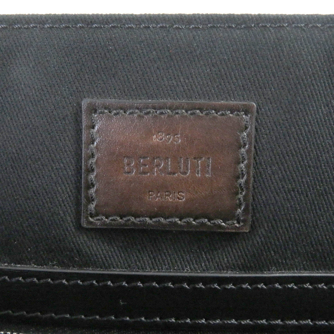 Berluti Tote Bag Leather, canvas black Ulysse mens Used Authentic