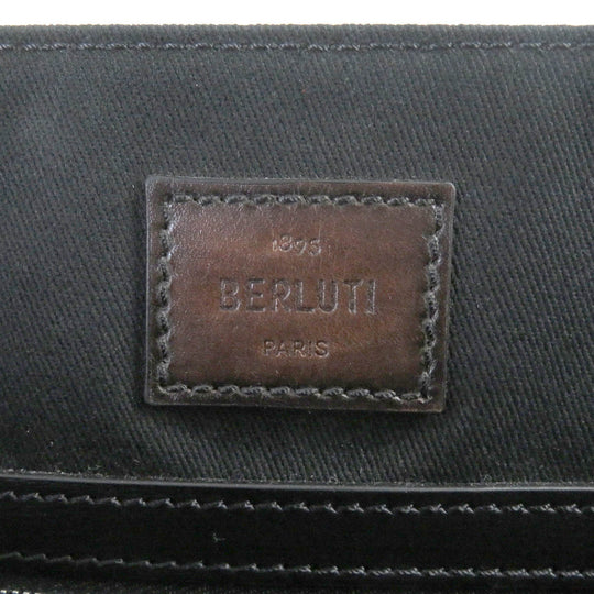 Berluti Tote Bag Leather, canvas black Ulysse mens Used Authentic