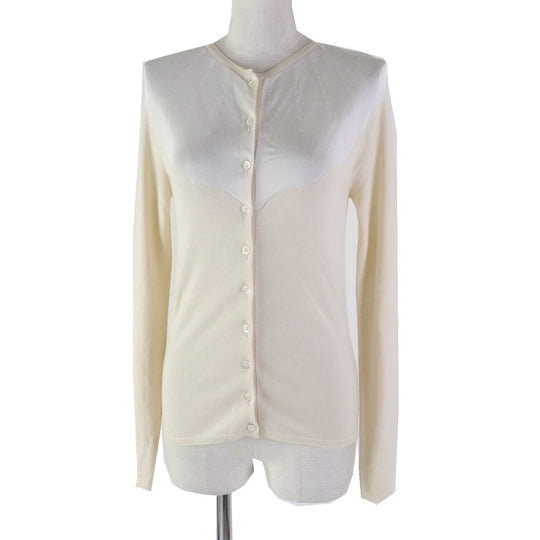 Christian Dior cardigan 6E24167AM598 Outer material: 70% cashmere, Outer material: 30% silk, Part: 100% rayon White beige Women 40 Used Authentic