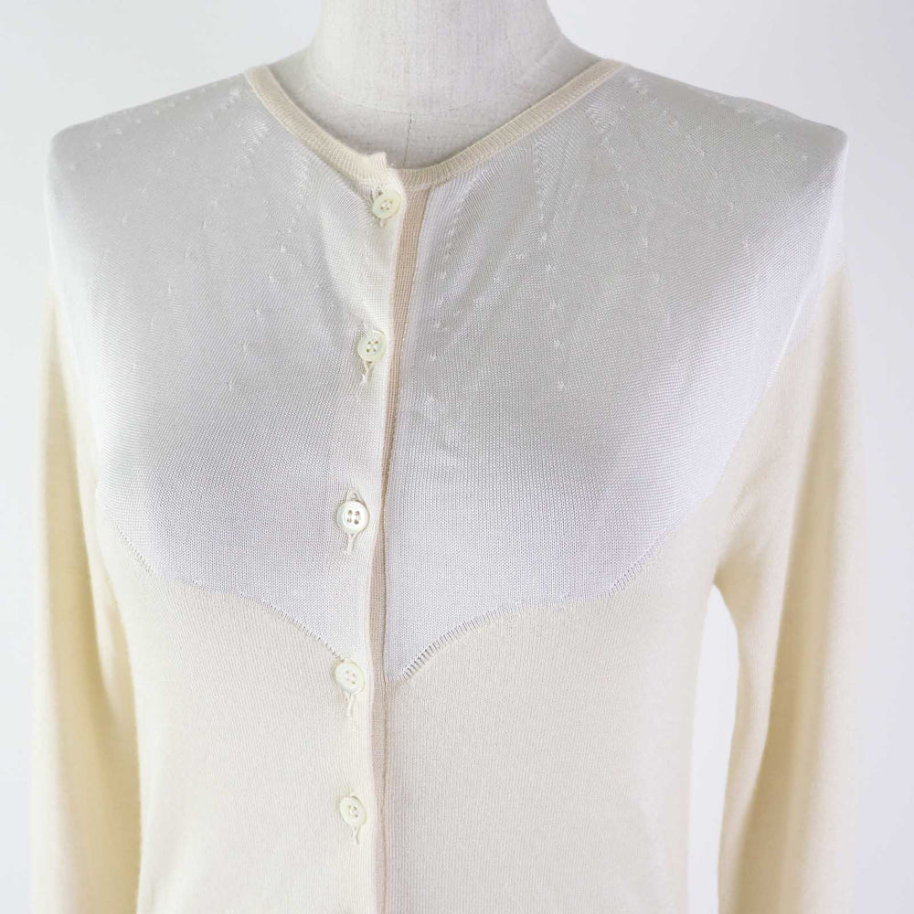 Christian Dior cardigan 6E24167AM598 Outer material: 70% cashmere, Outer material: 30% silk, Part: 100% rayon White beige Women 40 Used Authentic