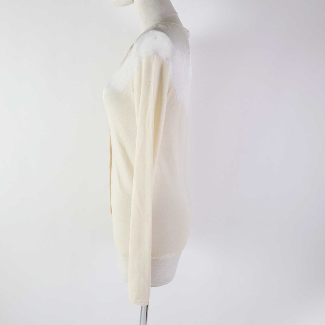 Christian Dior cardigan 6E24167AM598 Outer material: 70% cashmere, Outer material: 30% silk, Part: 100% rayon White beige Women 40 Used Authentic