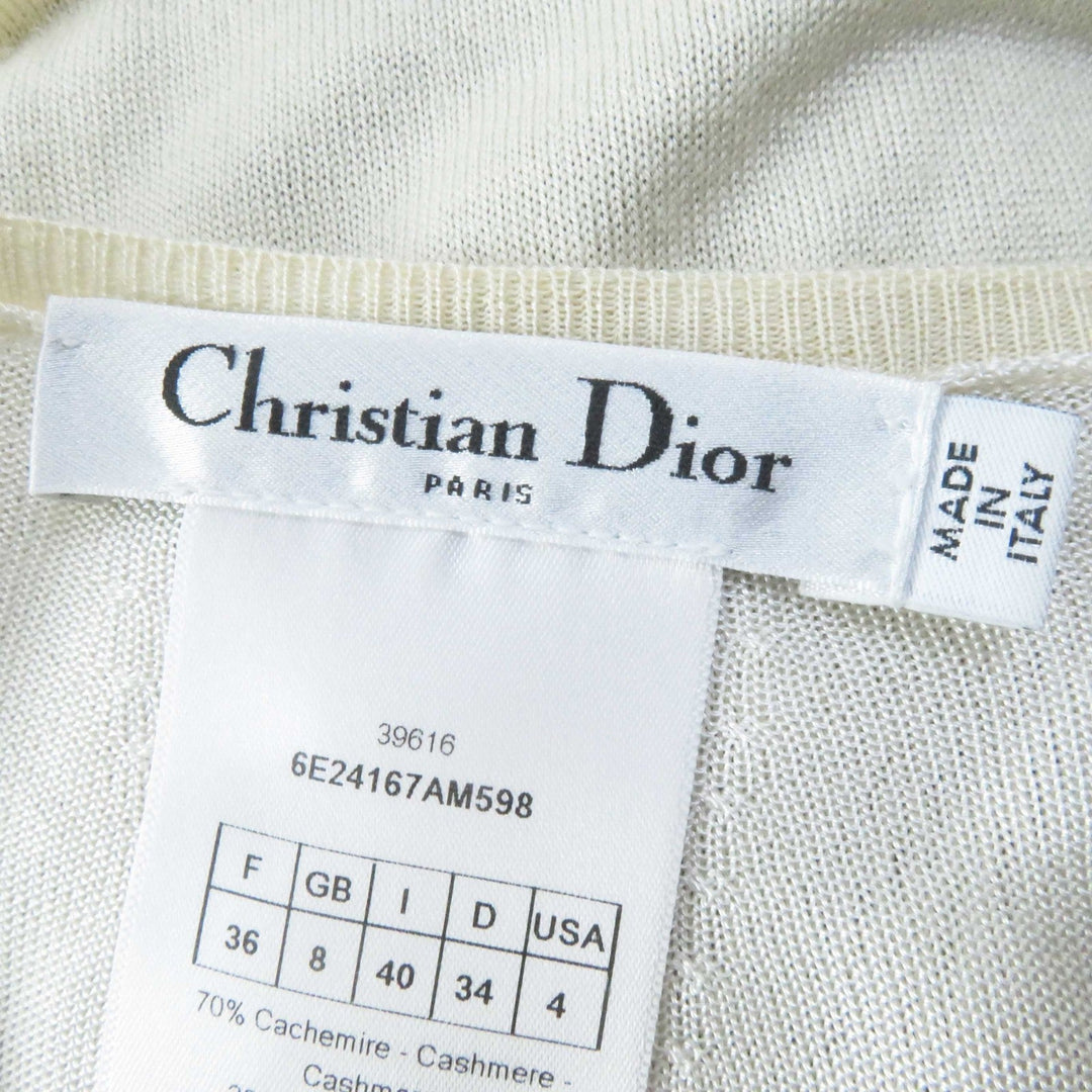 Christian Dior cardigan 6E24167AM598 Outer material: 70% cashmere, Outer material: 30% silk, Part: 100% rayon White beige Women 40 Used Authentic