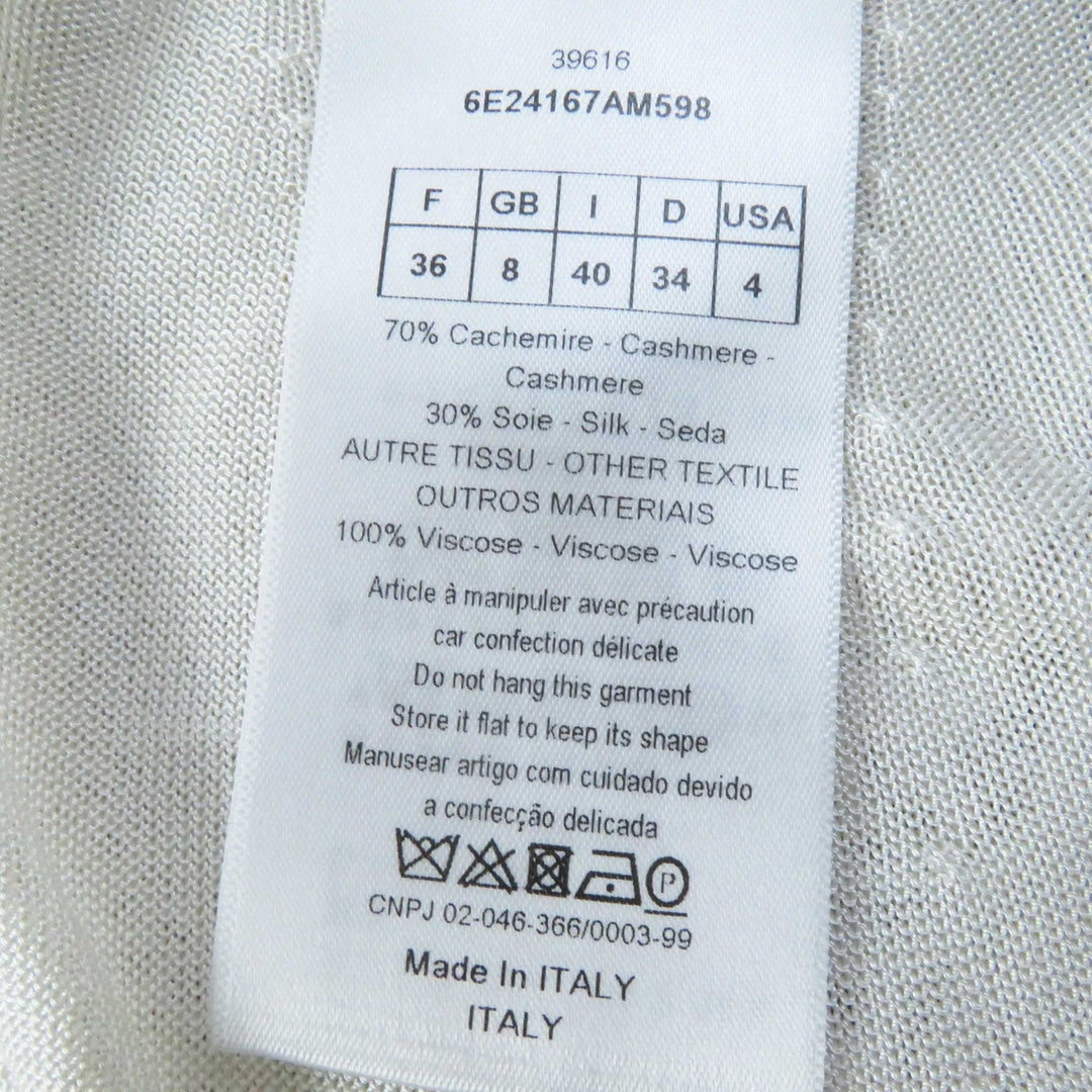 Christian Dior cardigan 6E24167AM598 Outer material: 70% cashmere, Outer material: 30% silk, Part: 100% rayon White beige Women 40 Used Authentic