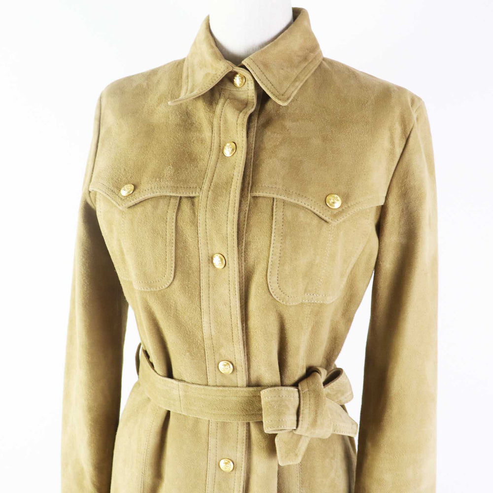 CELINE coat 2L075657E Outer: goatskin, Lining: 54% cupra, Lining: 46% rayon beige Women 34 Used Authentic