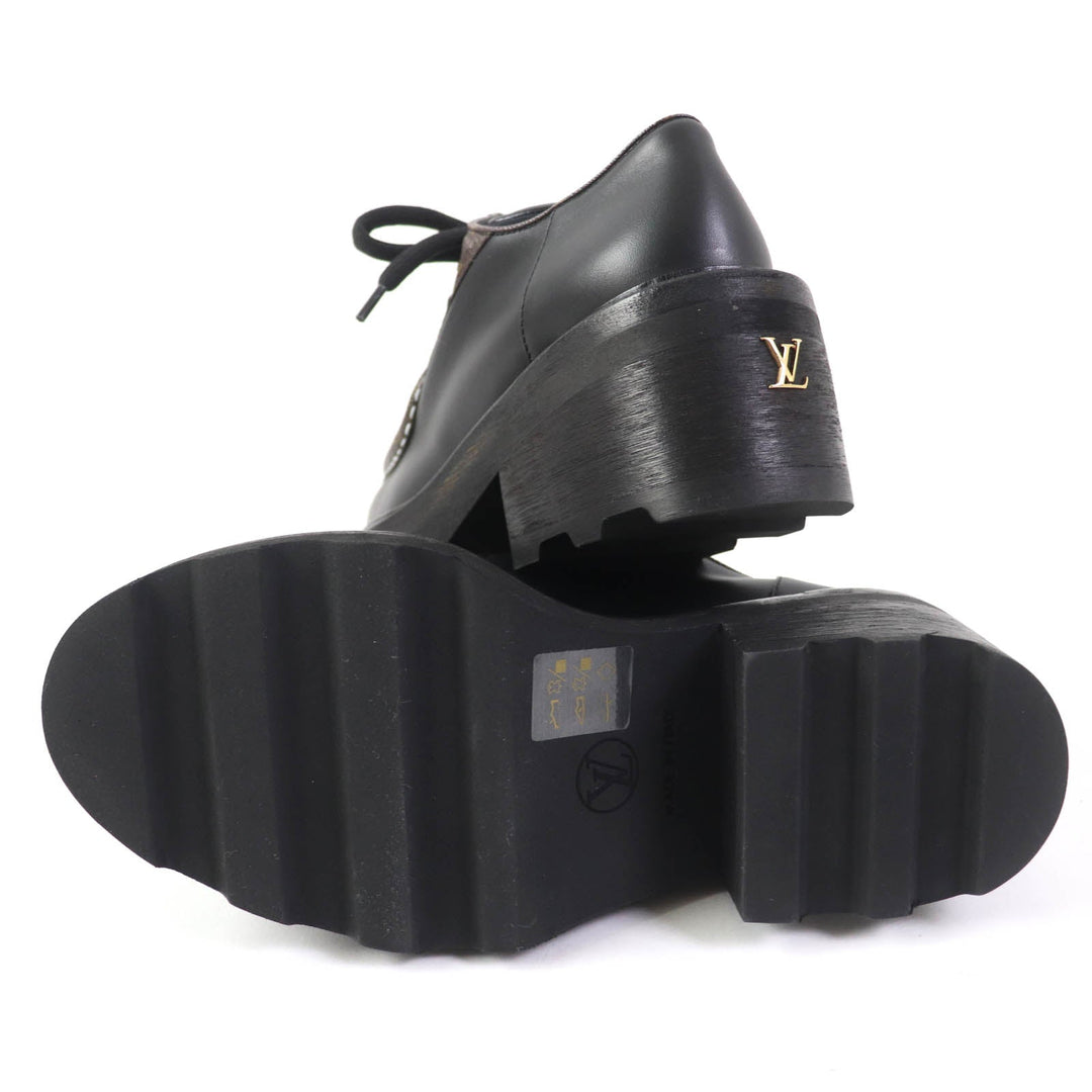 LOUIS VUITTON Leather shoes Main: Leather black LV Bobur Line Women 35 1/2 Used Authentic